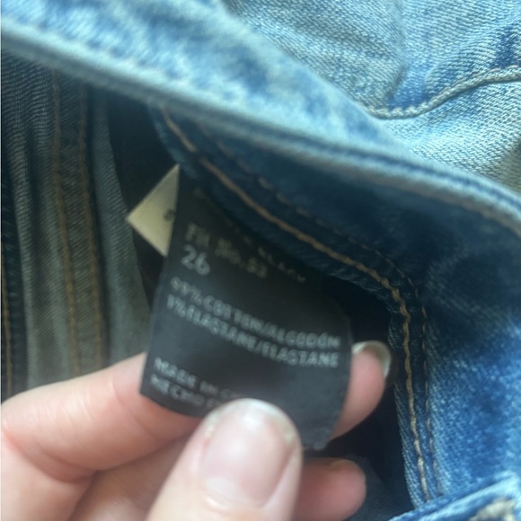 Blue Distressed Jean Shorts with Frayed Hem - Picture 3 of 6